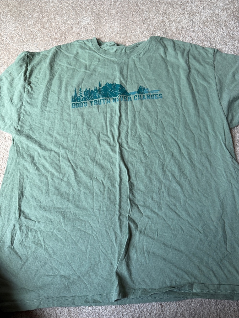 Men's Sage Green Graphic Tee - 'God's Truth Never Changes'